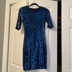 BCBGMaxAzria Blue Sequin Cocktail Dress, Size: XS